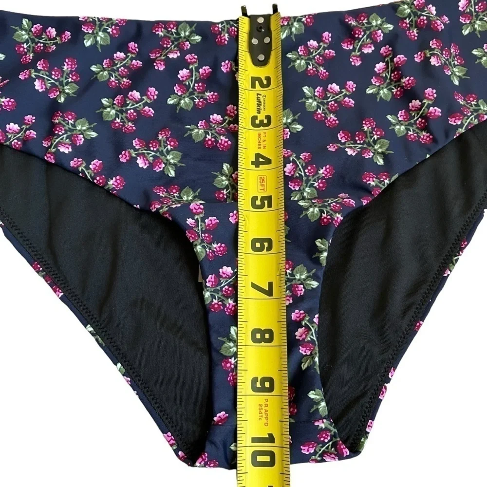 NWT J. Crew Hipster Bikini Bottom in Twilight Berry Navy with Pink Print Sz 2X